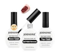 JODSONE Ensemble de 3 pièces comprenant un top coat et une base coat de 16,5 ml avec dissolvant pour gel, top coat sans essuyage, base coat, lampe UV.