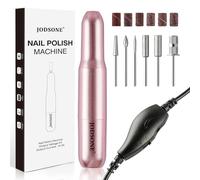 JODSONE Foret à ongles électrique USB pour acrylique et gel - 14 000 tr/min - Portable - Avec embouts de forage à ongles - Bandes de sable - Rose