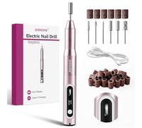 JODSONE Foret à ongles professionnel, 30 000 tr/min, faible bruit, avec bouton rotatif de contrôle de la vitesse et 6 embouts de forage de rechange, outils de manucure pour une utilisation à domicile