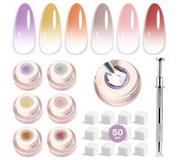 JODSONE Gel Ombré à Tamponner - Coffret de 6 Couleurs avec Stylo Manucure et 50 Éponges - Gel pour Ombrage et Art de l'ongle