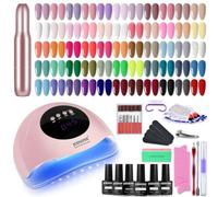 JODSONE Kit de 60 vernis gel avec lampe UV et fraise 55 couleurs | Base Top Mat Professionnel Kit Manucure Gel Semi-Permanent Salon DIY Cadeau pour Femme