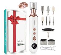 JODSONE Kit de manucure et pédicure professionnel avec 7 embouts de rechange LED à 15 vitesses multifonction rechargeable sans fil pour ongles d'orteils or rose