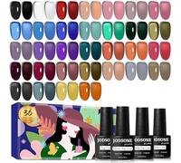 JODSONE Kit De Polissage Des Ongles En Gel Gelée 32 Couleurs Classiques Cristal Transparent Haute Brillance Base Et Revêtement Pailleté Mat