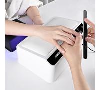 JODSONE Lampe à ongles professionnelle avec coussin pour les mains pour salon, 4 minuteries, base amovible, écran tactile intelligent, grande surface, lampe UV pour vernis gel