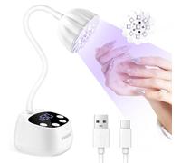 JODSONE Lampe UV pour Ongles à Séchage Rapide - Lampe Flexible à Col de Cygne Portable et Rechargeable pour Vernis Gel, Détecteur Automatique & 4 Minuteries, Blanc