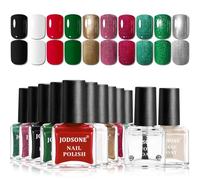 JODSONE Lot de 12 vernis à ongles avec 10 de couleurs de Noël, 2 bases et top coat, vernis à ongles à séchage rapide, super cadeau de beauté de Noël pour elle