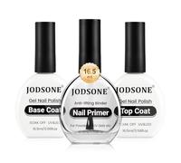JODSONE Lot de 3 vernis de finition et de base de 16,5 ml avec apprêt à ongles No Wipe Top Coat Base Need U V Lamp Cured Nail Primer for Helping Nail Polish Adhere Better to Natural Nail