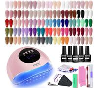 JODSONE Lot de 60 vernis à ongles en gel, 55 couleurs avec base coat, top coat et top coat mat, collection toutes saisons en vert, bleu, rouge, rose, cadeau de Saint-Valentin pour femme