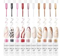 JODSONE Nail Art Gel Liner Lot de 10 couleurs pailletées rouge noir rose gel Nail polish Need U V Lamp Cured with Thin Brush at Home Salon Design