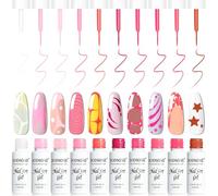 JODSONE Nail Art Gel Liner Lot de 10 couleurs Pink Collection Gel Nail Polish Need U V Lamp Cured at Home Salon Design Gift for Girls