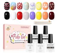 JODSONE Poke Gel Polish Kit 8 Gel Polish Set comprend base coat, top coat nail stick lazy manucure, convient pour manucure domestique, lettres, grilles, motifs floraux