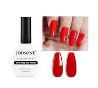 JODSONE Vernis à Ongles Gel Rouge Top Base Coat, 16,5 ml Vernis à Ongles Gel 3 en 1 en Une Étape, Base, Couleur et Top Gel en Un Seul Produit, Économise du Temps, Longue Durée d'Utilisation