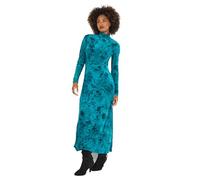 Joe Browns Autumnal Flocked Print High-Neck Maxi Dress Robe, Bleu Sarcelle, 40 Femme