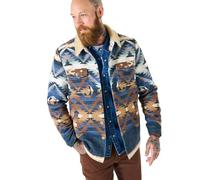 Joe Browns Aztec Print Winter Overshirt Chemise, Bleu, S Homme