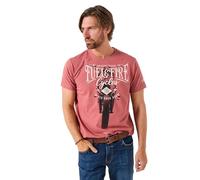 Joe Browns Biker Front Print Short Sleeve Crew Neck Tee T-Shirt, Cèdre poussiéreux, L Homme
