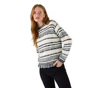 Joe Browns Bold Black & Cream Striped Fringed Jumper Pull, Monochrome, 44 Femme