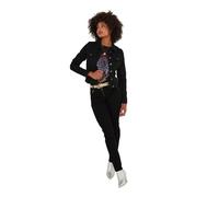 Joe Browns Boutique Embellished Wing Detail Distressed Stretch Denim Jacket Blouson en Jean, Noir, 42 Femme