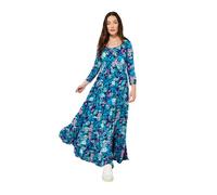 Joe Browns Bright Floral Crinkle Cotton Maxi Dress Robe, Bleu, 46 Petite Femme