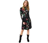 Joe Browns Butterfly Print High-Neck Jersey Mini Dress Robe, Noir, 44 Femme