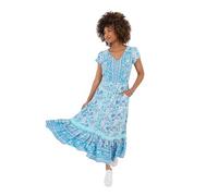 Joe Browns Button Detail Border Print Maxi Dress Robe, Bleu, 38 Femme