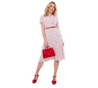 Joe Browns Cherry Print Tie-Waist Midi Dress Robe, Blanc, 38 Femme