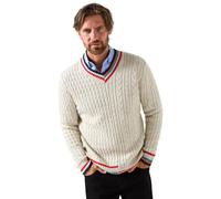 Joe Browns Classic Preppy V-Neck Cable Knit Jumper Pull, crème, L Homme