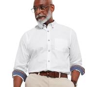 Joe Browns Classic White Button Down Collar Oxford Shirt with Floral Trims Chemise, Blanc, XL Homme