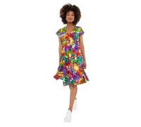Joe Browns Colour Pop Floral Print Cap Sleeve Knee Length Dress Robe, Multicolore, 40 Femme