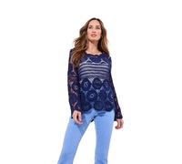 Joe Browns Crochet Long Sleeve Layering Jumper Sweater, Bleu Marine, L Femme