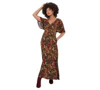 Joe Browns Dark Autumn Floral Wide Sleeve Button-Through Maxi Dress Robe décontractée, Marron, 40 Femme