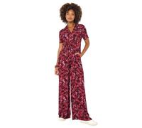 Joe Browns Dark Floral Zip-up Wide-Leg Jumpsuit Salopette, Rouge, 38 Femme