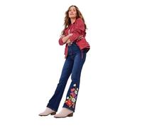 Joe Browns Dark Wash Floral Embroidered Bootcut Jeans, Bleu, 42 Femme