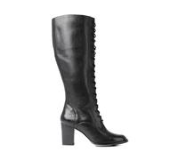 Joe Browns Femme Embossed Detail Side Zip Leather Lace Up Boots Botte Haute Jusqu'au Genou, Noir, 41 EU