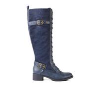 Joe Browns Femme Leopard Print Lace Up Riding Boots Botte Haute Jusqu'au Genou, Bleu, 39 EU