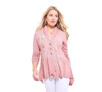 Joe Browns Floral Embroidered Button Through Jersey Top Chemise, Rose, 46 Femme