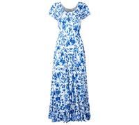 Joe Browns Floral Print Full Skirt Crinkle Maxi Dress Robe, Bleu, 40 Femme