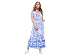 Joe Browns Floral Print Lace Trim Maxi Dress Robe, Bleu, 40 Femme