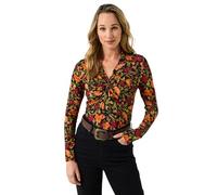 Joe Browns Floral Twist-Front Collared Jersey Top Blouse, Orange, 36 Femme
