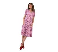 Joe Browns Floral V-Neck Short Sleeve Midi Dress Robe, Lilas, 42 Femme