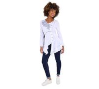 Joe Browns Frilled Hem Embroidered V-Neck Tunic Maillot de Tunique, Blanc, 40 Femme