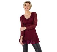 Joe Browns Handkerchief Hem Flared Sleeve Tie Neck Tunic Top Maillot de Tunique, Rouge, 44 Femme