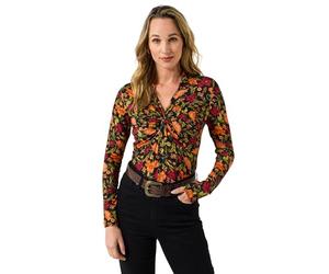 Joe Browns Haut à col torsadé Floral en Jersey pour Femme, Coupe régulière, Orange, 36
