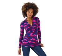 Joe Browns Haut en Jersey torsadé sur Le Devant Geo d'inspiration rétro pour Femme, Coupe régulière, Violet, Taille 40