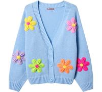 Joe Browns Joe Browns Blue V-Neck Button Through Floral Cardigan