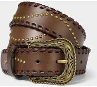 Joe Browns Joe Browns Brown Patterned Leather Belt With Gold Buckle & Studs Earrings