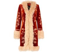 Joe Browns Joe Browns Orange Embroidered Boho Faux Fur Coat