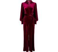 Joe Browns Joe Browns Red Petite Wide Leg Velour Zip Through Jumpsuit