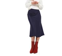 Joe Browns Jupe mi-Longue en Satin pour Femme avec Taille élastique et Motif Floral - Bleu Marine - Taille 46, Midnight, 46