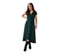Joe Browns Lace-up Tartan Check High-Low Maxi Dress with Corsage Robe, Vert, 44 Petite Femme