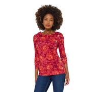 Joe Browns Paisley Print Button Detail Long Sleeve Top Blouse, Orange, 34 Femme